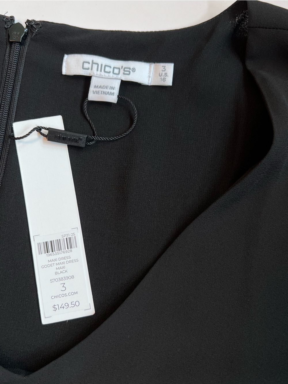 Chico’s NWT maxi black flowy beautiful dress size 3 - Picture 9 of 10